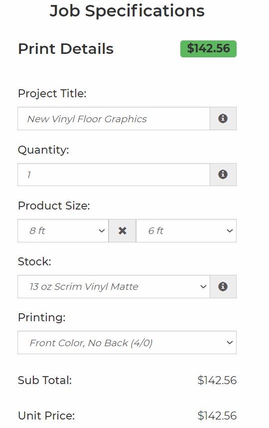 Large Format Dropdown Price