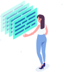 Isometric Woman Viewing Screens