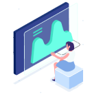 Isometric Woman Viewing Graph