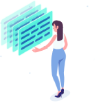 Isometric Woman with Screens